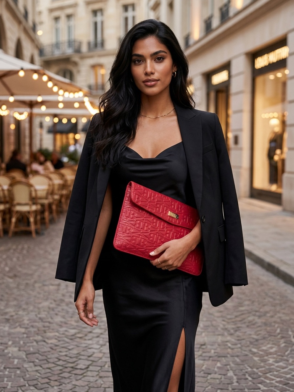 Badgley Mischka Red Monogram Day-to-Night Envelope Clutch & Tech Portfolio